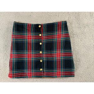 Unbranded Reversable Plaid and Brown Velour Mini Skirt Red Green Striped